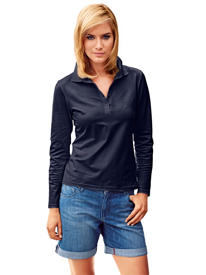 

Рубашка-поло с длинными рукавами темно-синего цвета Heine