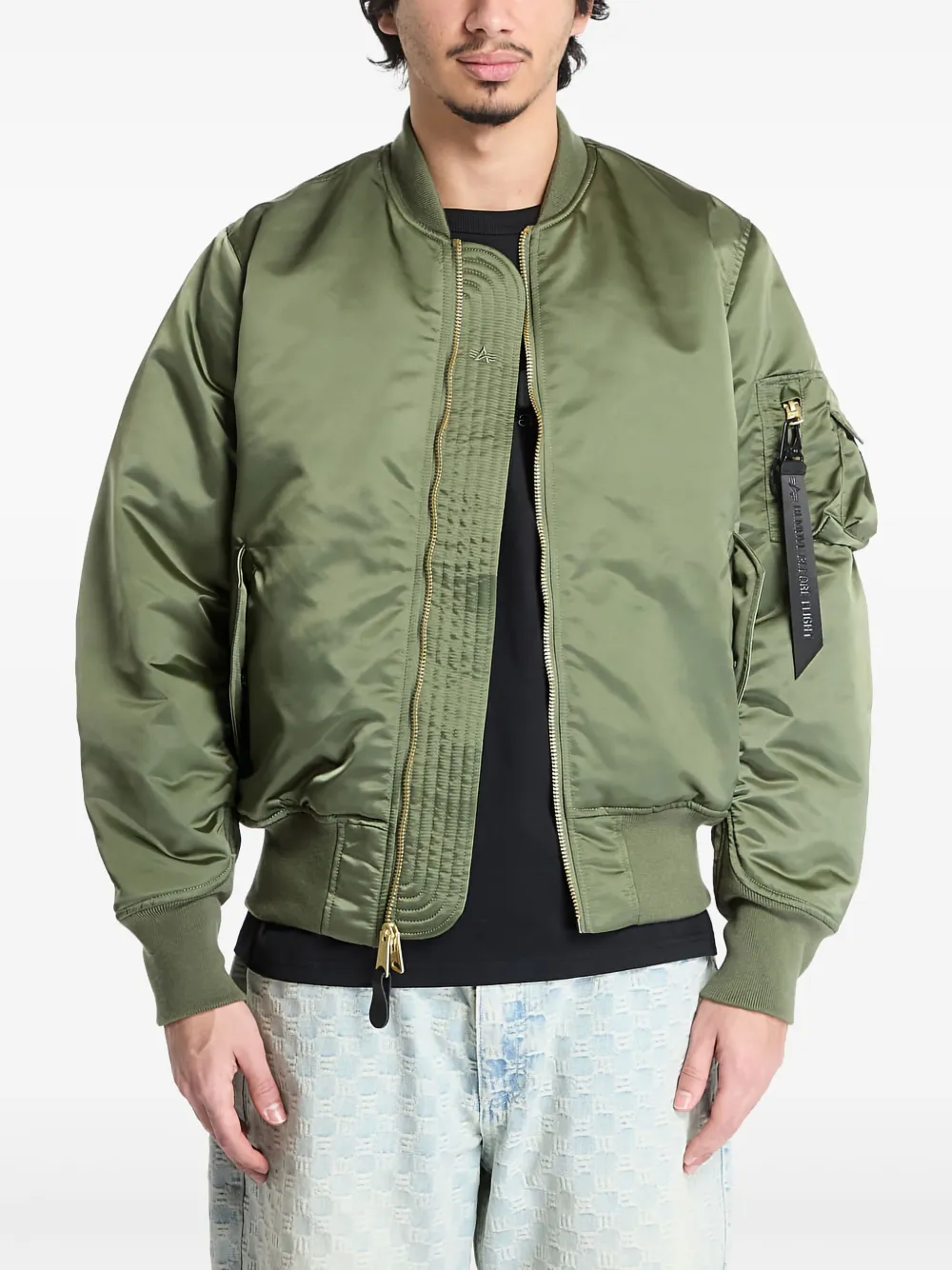 

Бомбер на молнии Alpha Industries, зеленый