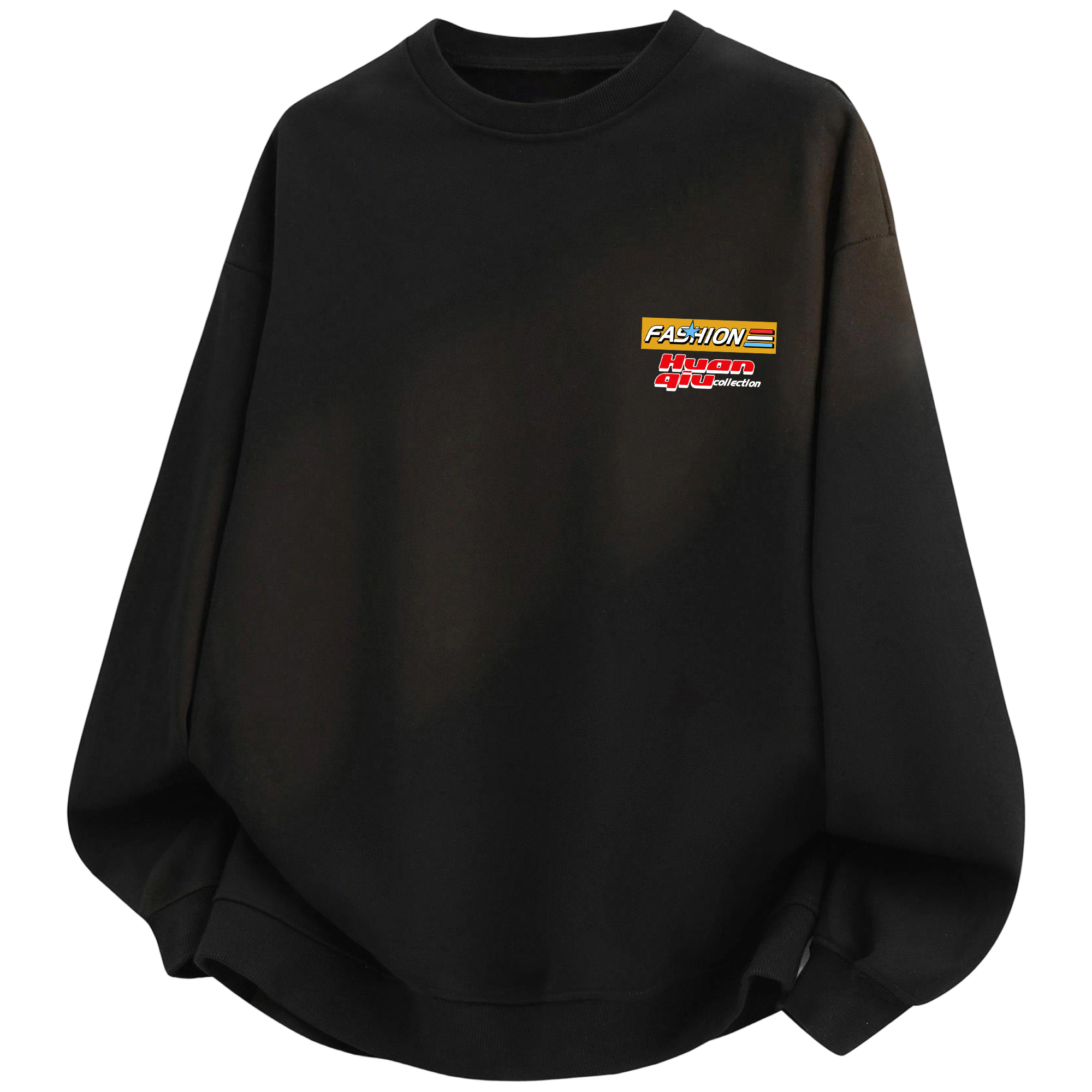 

Свитшот с круглым вырезом Unisex HUANQIU, черный (fleece-lined)