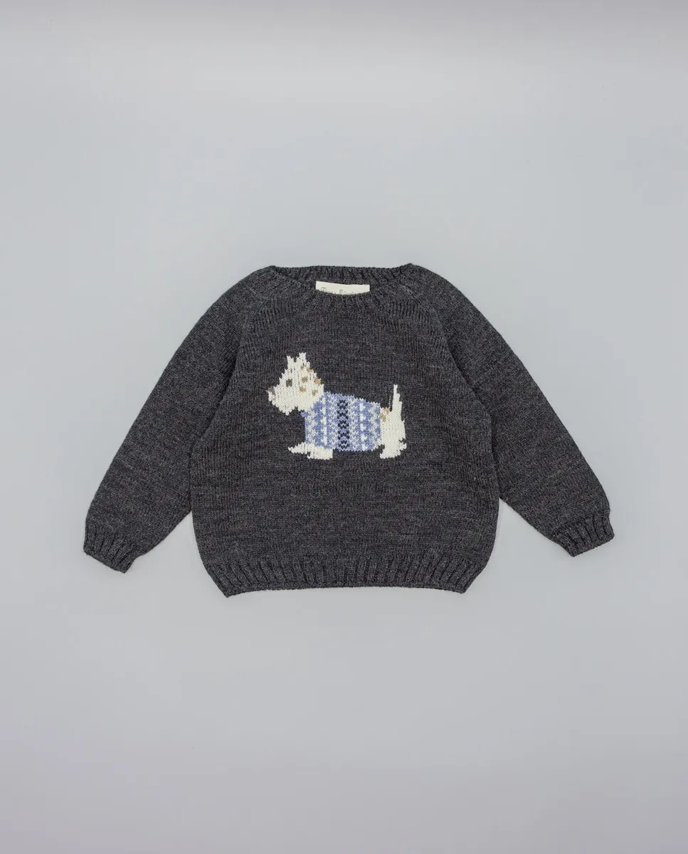 

Детский вязаный джемпер с собакой Fina Ejerique, серый