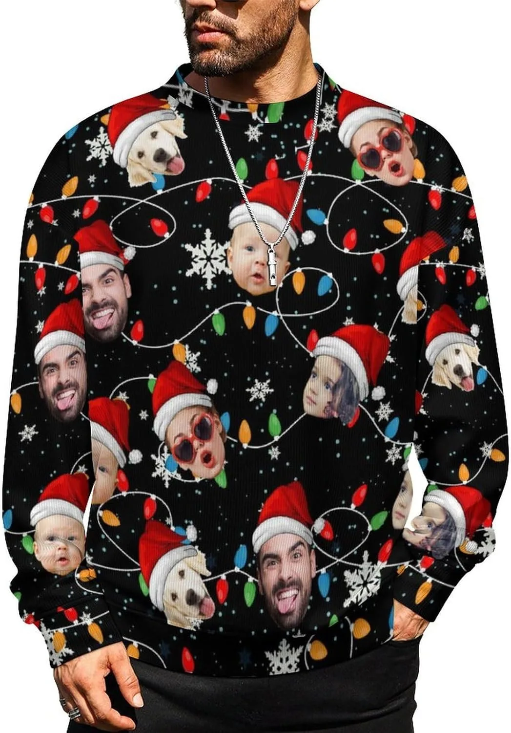 

Персонализированный свитер с фото для мужчин, Custom Face Ugly Sweater Artsadd
