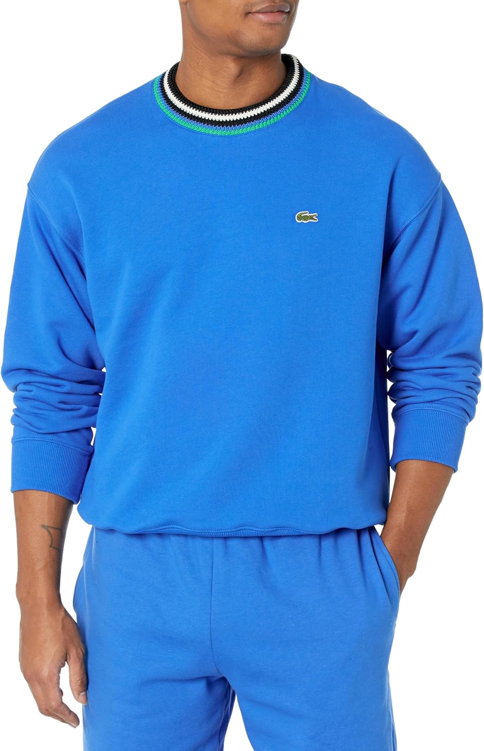 

Lacoste мужской свободный свитшот с цветными блоками и полосками, Hilo