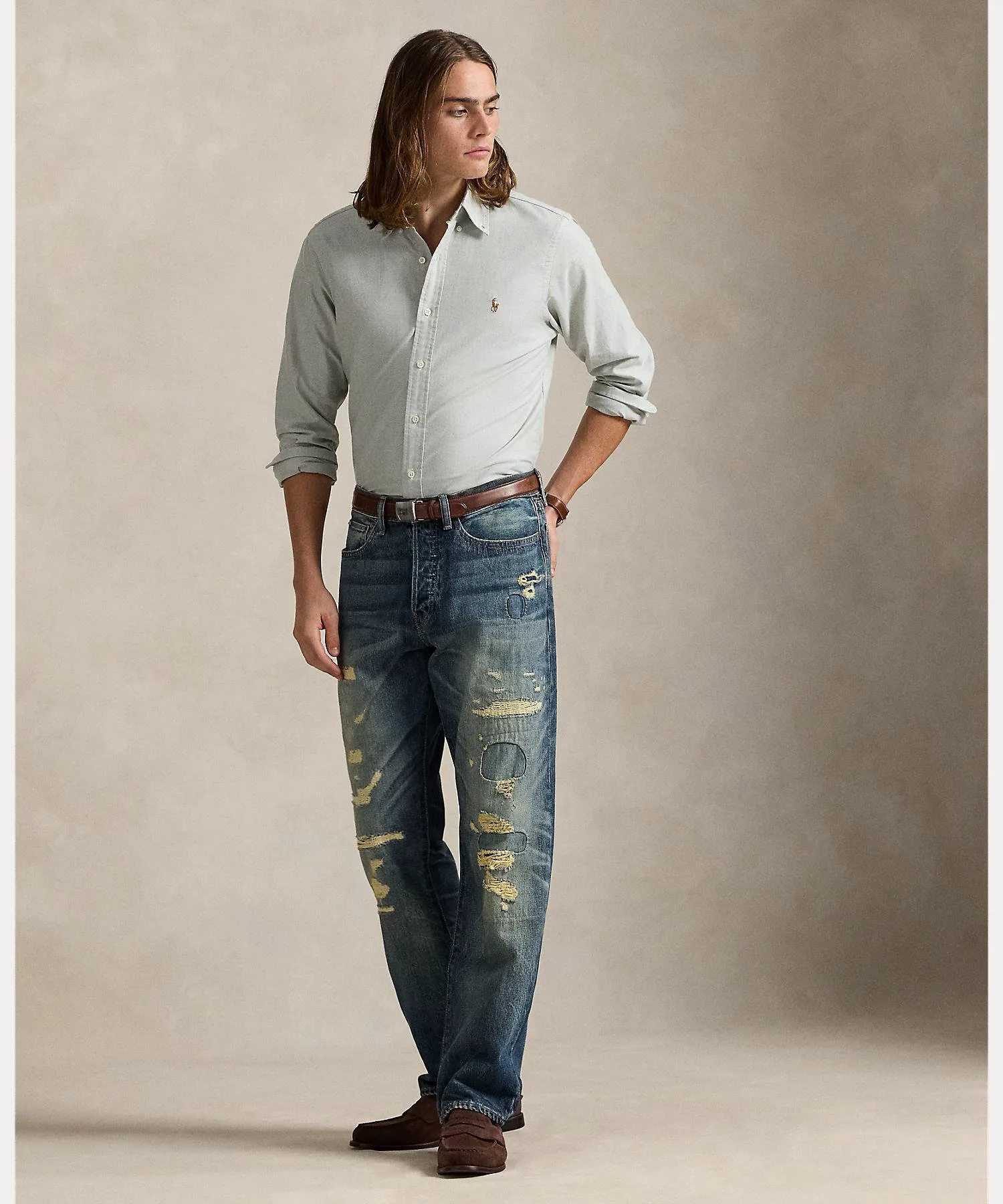 Классическая рубашка Оксфорд Polo Ralph Lauren, 300 Green — фото 3