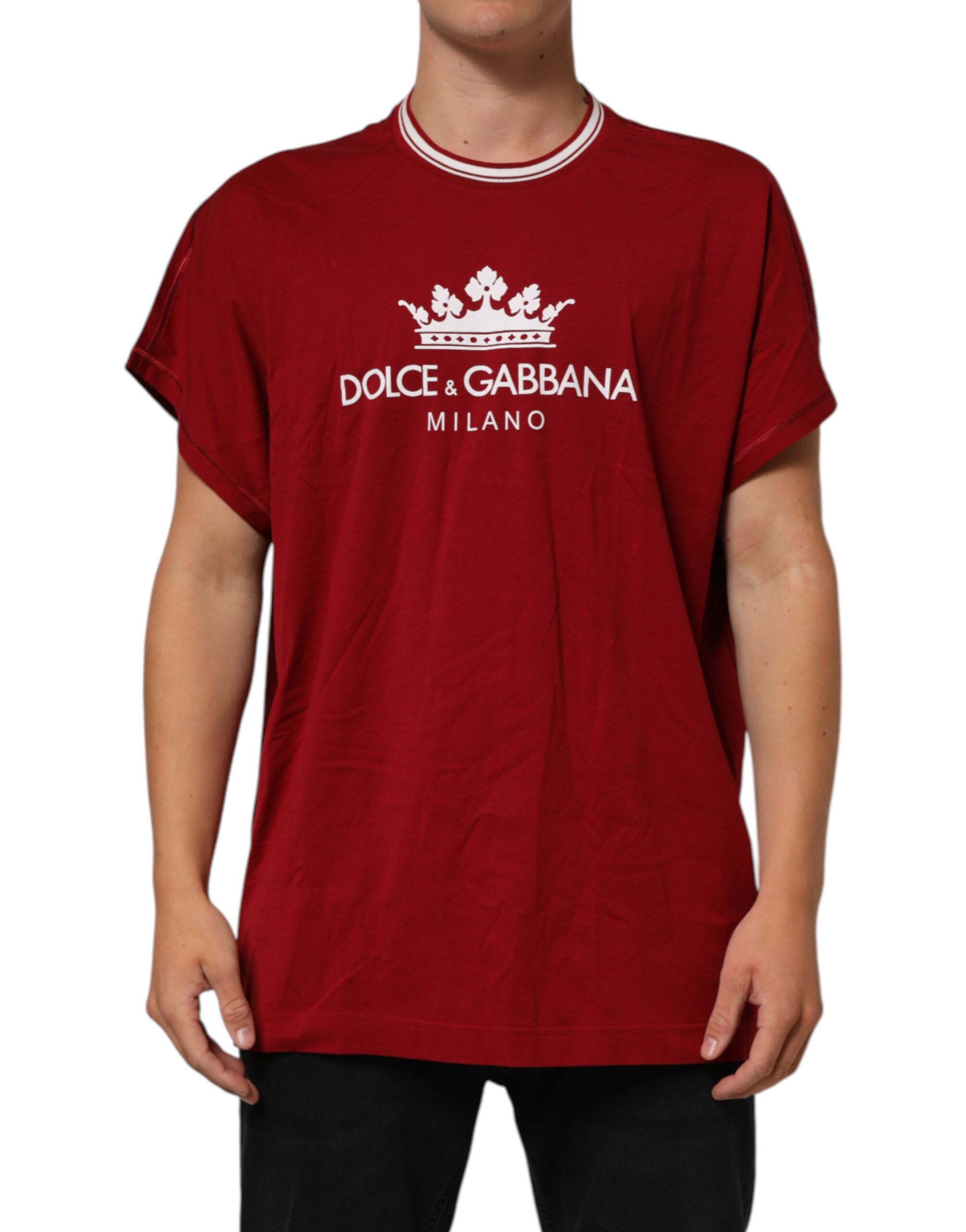 

Футболка из хлопка Maroon LogoCrown с коротким рукавом Dolce & Gabbana, бордовый