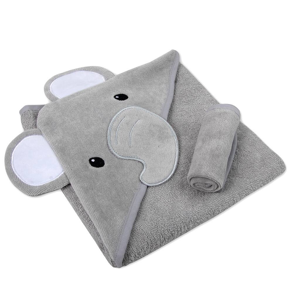 

Набор полотенец и мочалок с капюшоном Baby Essentials, серый