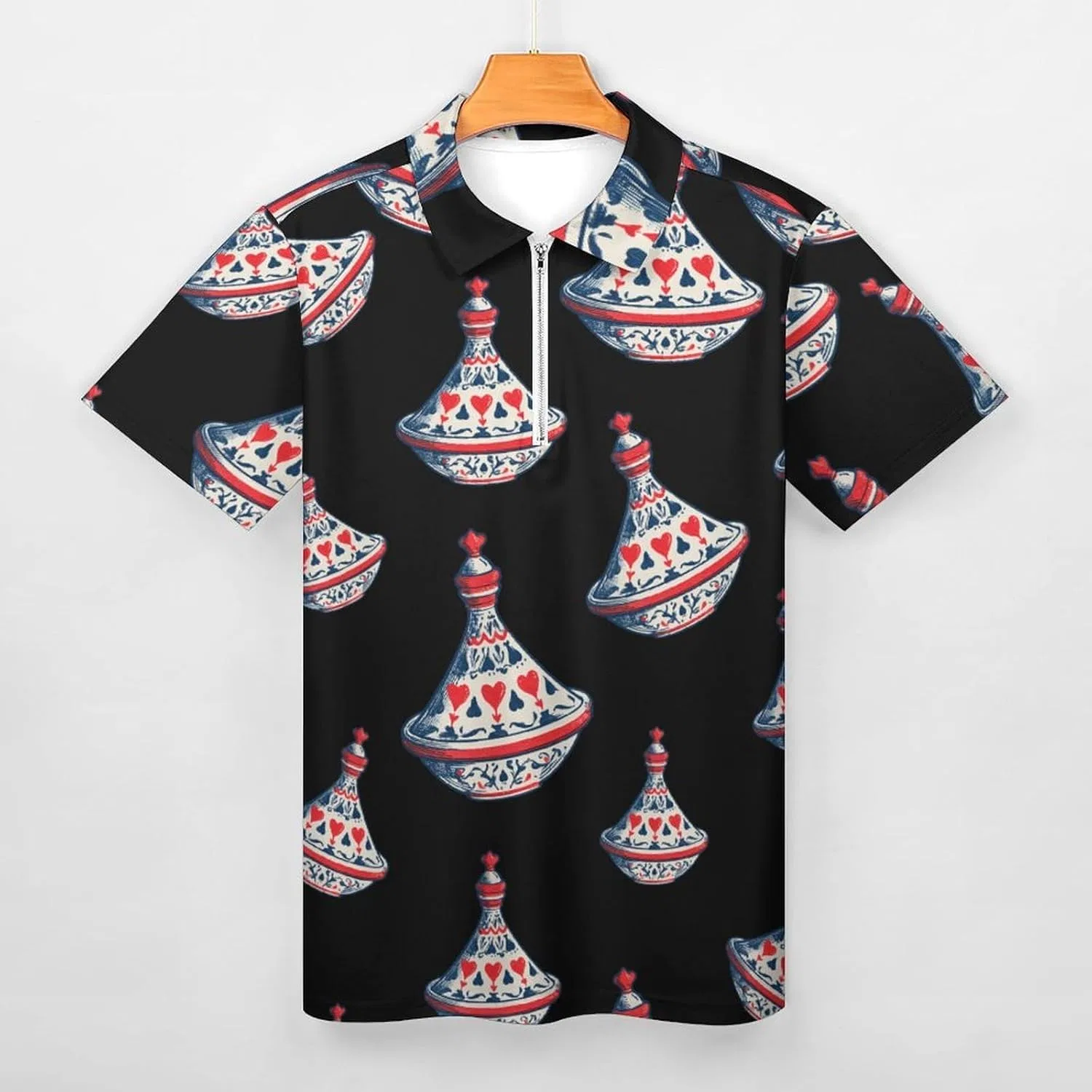 Мужская polo рубашка с коротким рукавом, полузастежка на молнии, спортивная, Slim Fit — фото 3