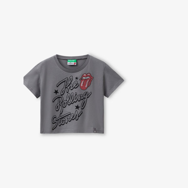 

Футболка Benetton The Rolling Stones с пайетками, серый