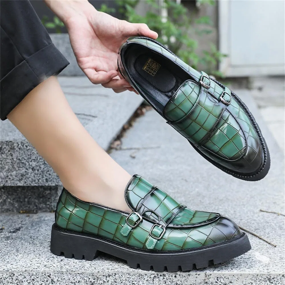 Лоферы мужские Patent Leather Slip-on Loafers, Green Abborora — фото 3