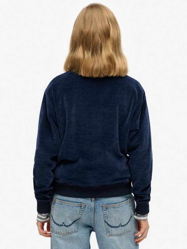 Велюровый джемпер на молнии 1/2 дюйма Superdry, цвет Richest Navy — фото 2