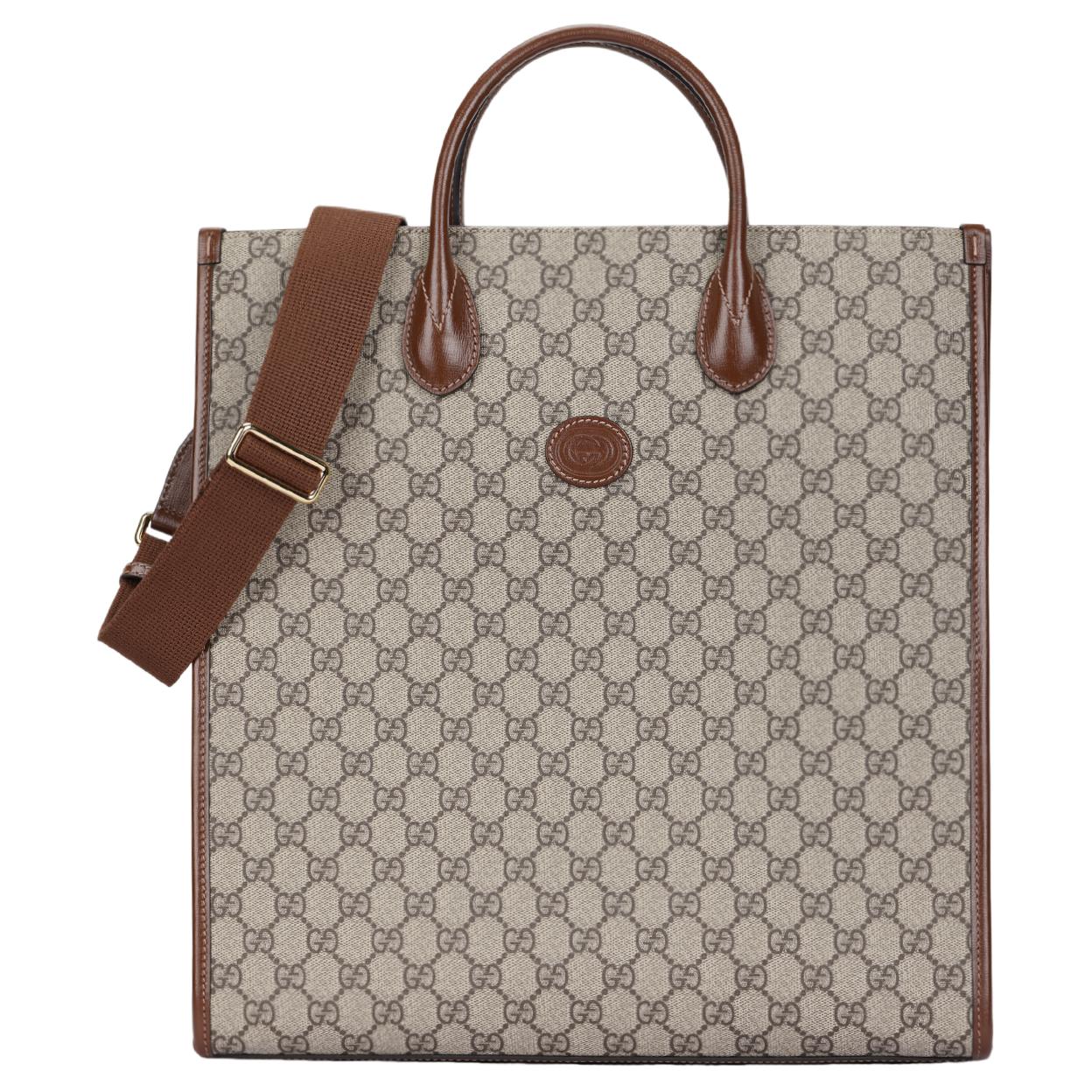 

GUCCI Сумка из холста с кожаными вставками унисекс среднего размера