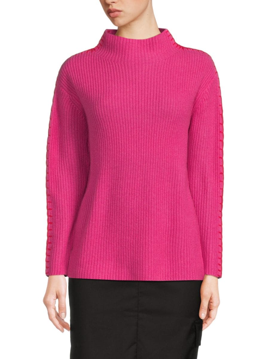 

Свитер с воротником-воронкой из 100% кашемира Saks Fifth Avenue, цвет Azalea Pink