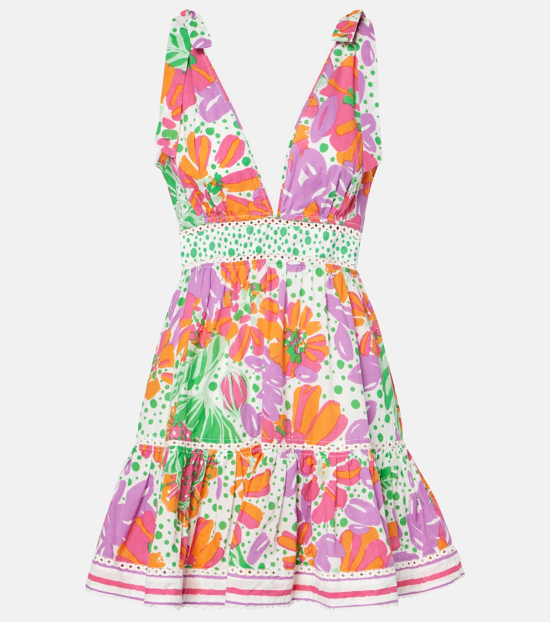 

Мини-платье из хлопка с принтом Cara Poupette St Barth, Pink Artistic Flower