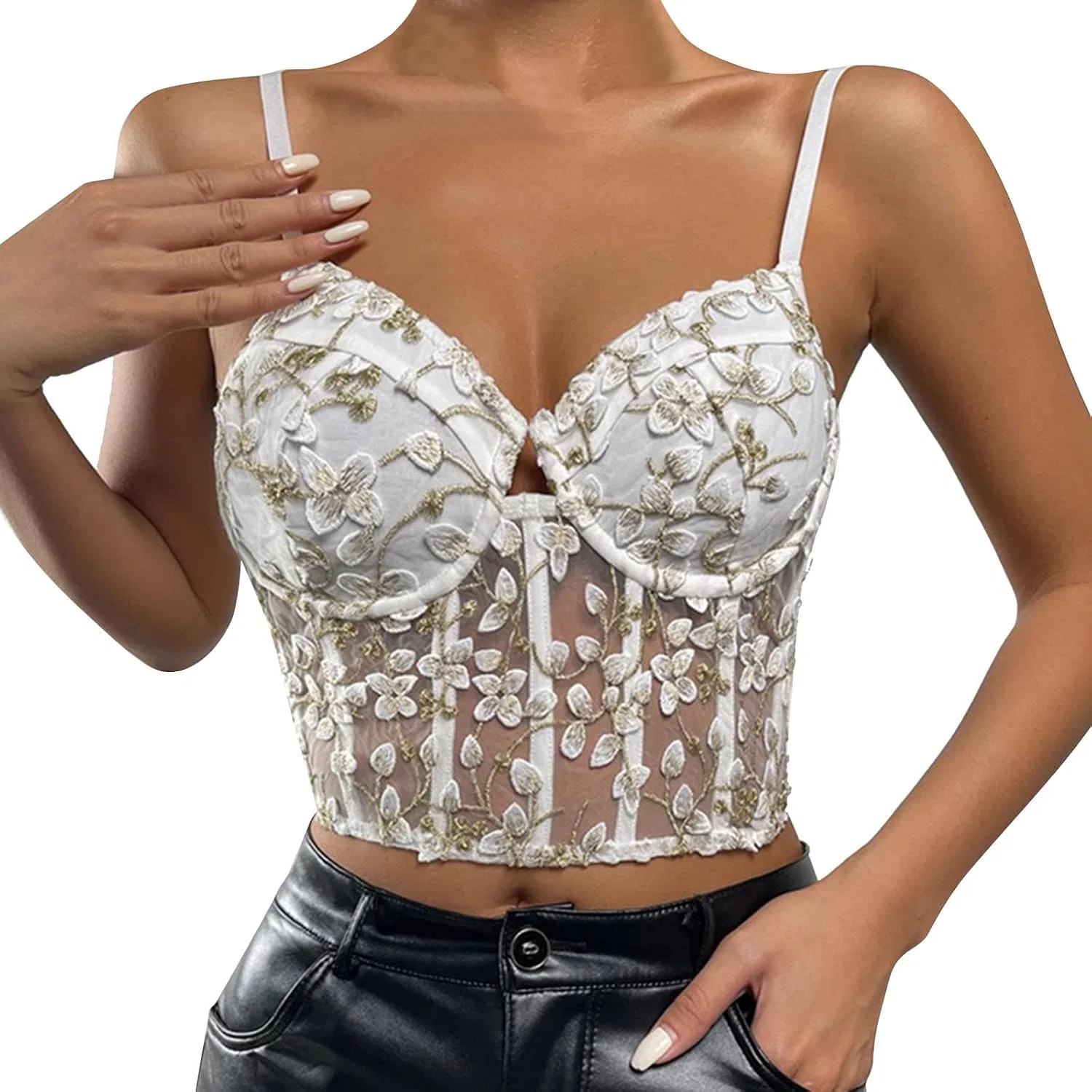 Топ-бюстье кружевной, без бретелек, Waist Cincher Corset Sweets, белый