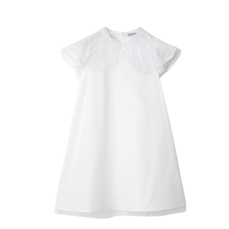 

Детское платье с круглым вырезом, миди Burberry, белый