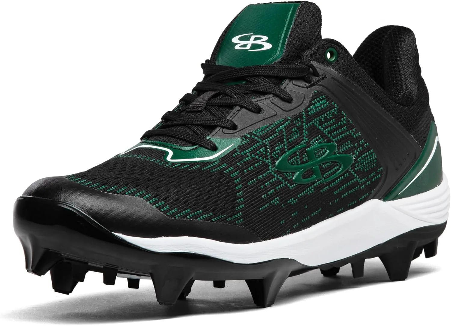 Мужские бутсы Boombah Viper Pureknit с литой подошвой - Status - Разные цвета - Разные размеры, черный/темно-зеленый — фото 4