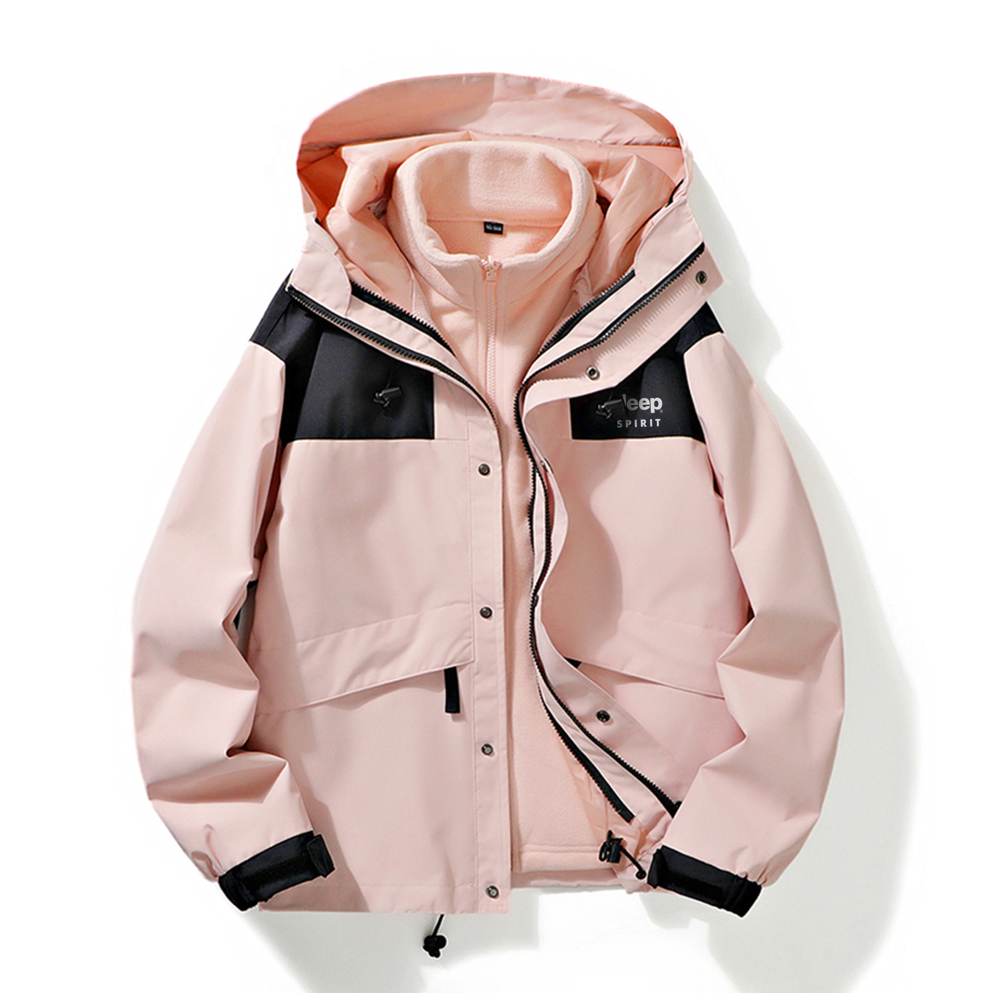 

JEEP SPIRIT Водонепроницаемая ветровка защита от ветра дышащая и утепленная унисекс, Coral Pink (3-in-1)