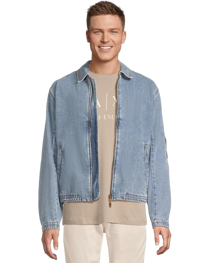 

Куртка-бомбер Armani Exchange Denim Collared Bomber, цвет Light Blue Denim, Красный, Куртка-бомбер Armani Exchange Denim Collared Bomber, цвет Light Blue Denim