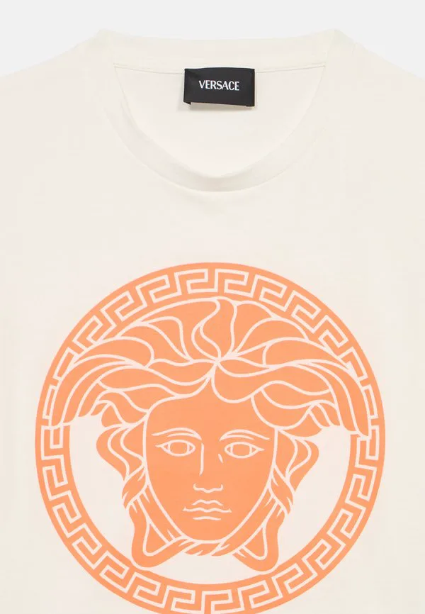 Футболка унисекс с принтом медузы Versace, Bianco/Arancio — фото 3