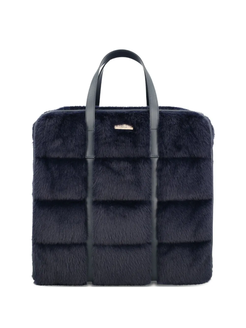 

Средняя стеганая сумка-тоут из искусственного меха Herno, синий
