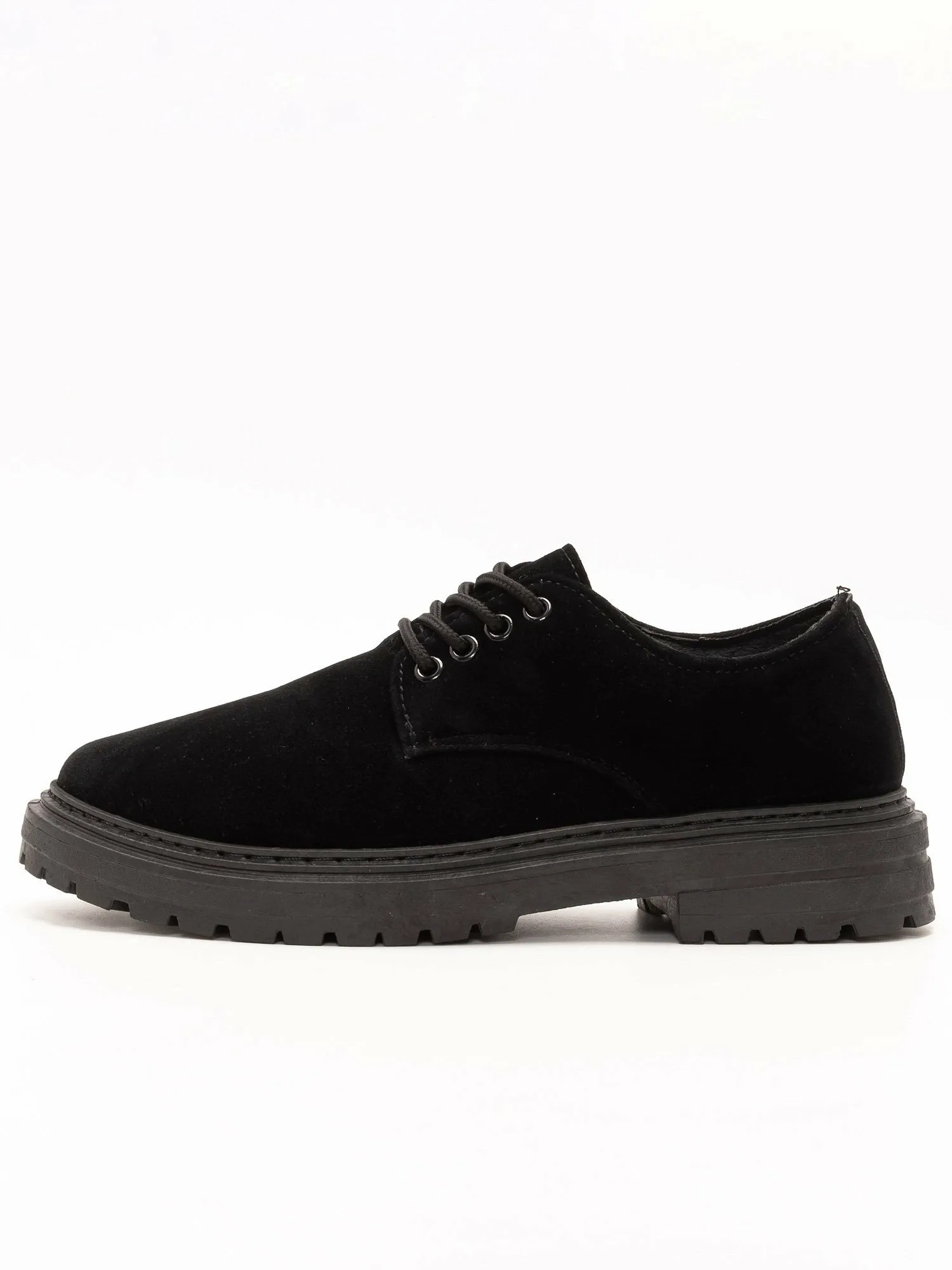 Туфли на платформе с четырьмя отверстиями и шнуровкой SVEC, Black suede
