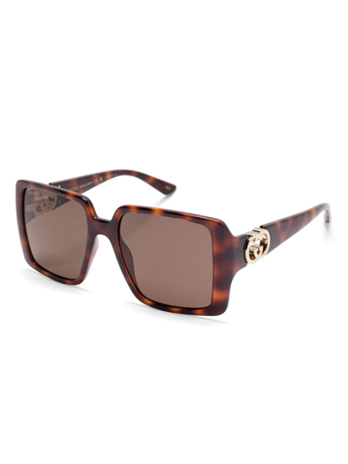 Солнцезащитные очки Gucci Eyewear в квадратной оправе черепахового цвета, коричневый — фото 2