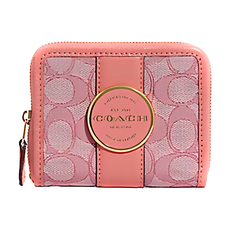 

COACH Мини-кошелек Lonnie из ткани с кожей, женский, цвета ириски, розовые, цвета макарон