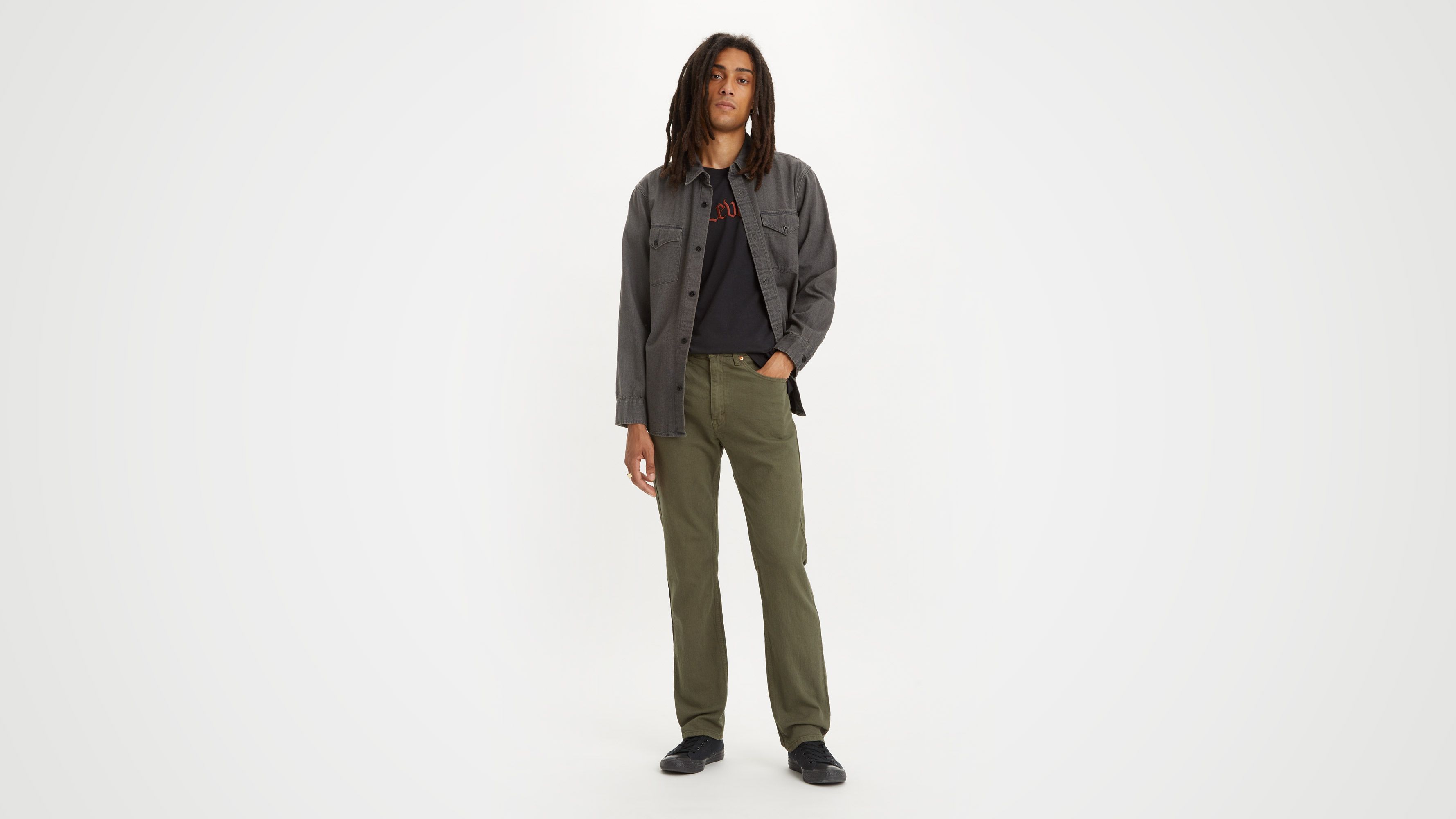 

505 Мужские джинсы обычного кроя Levi's, цвет Olive Night Garment Dye - Green - Stretch