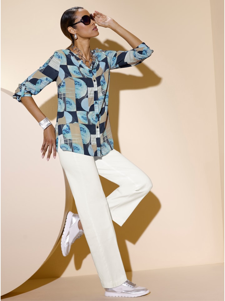 

Блузка с принтом темно-синего и синего цветов creation L