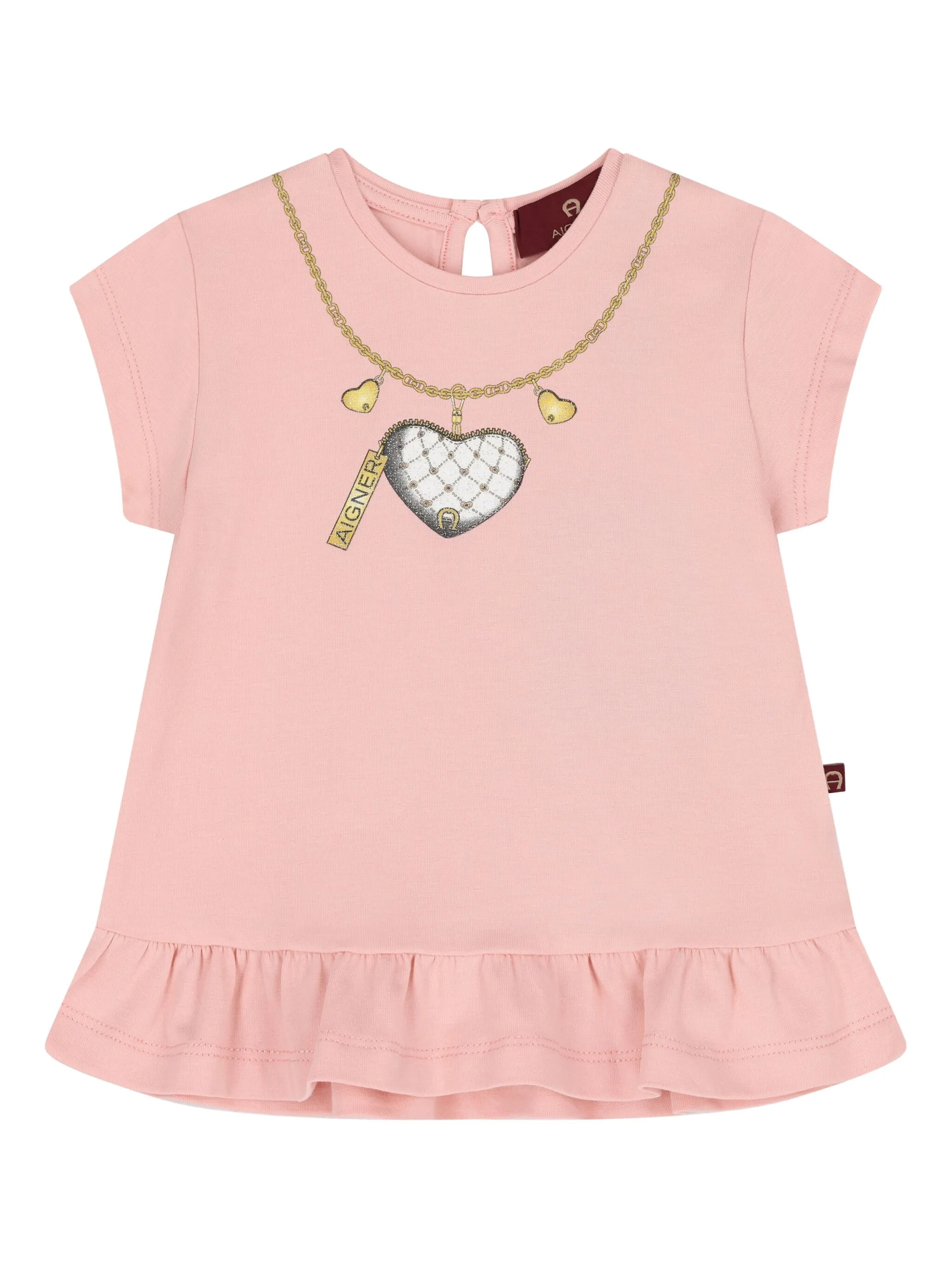 Футболка с оборками и принтом Aigner Kids, розовый — фото 3