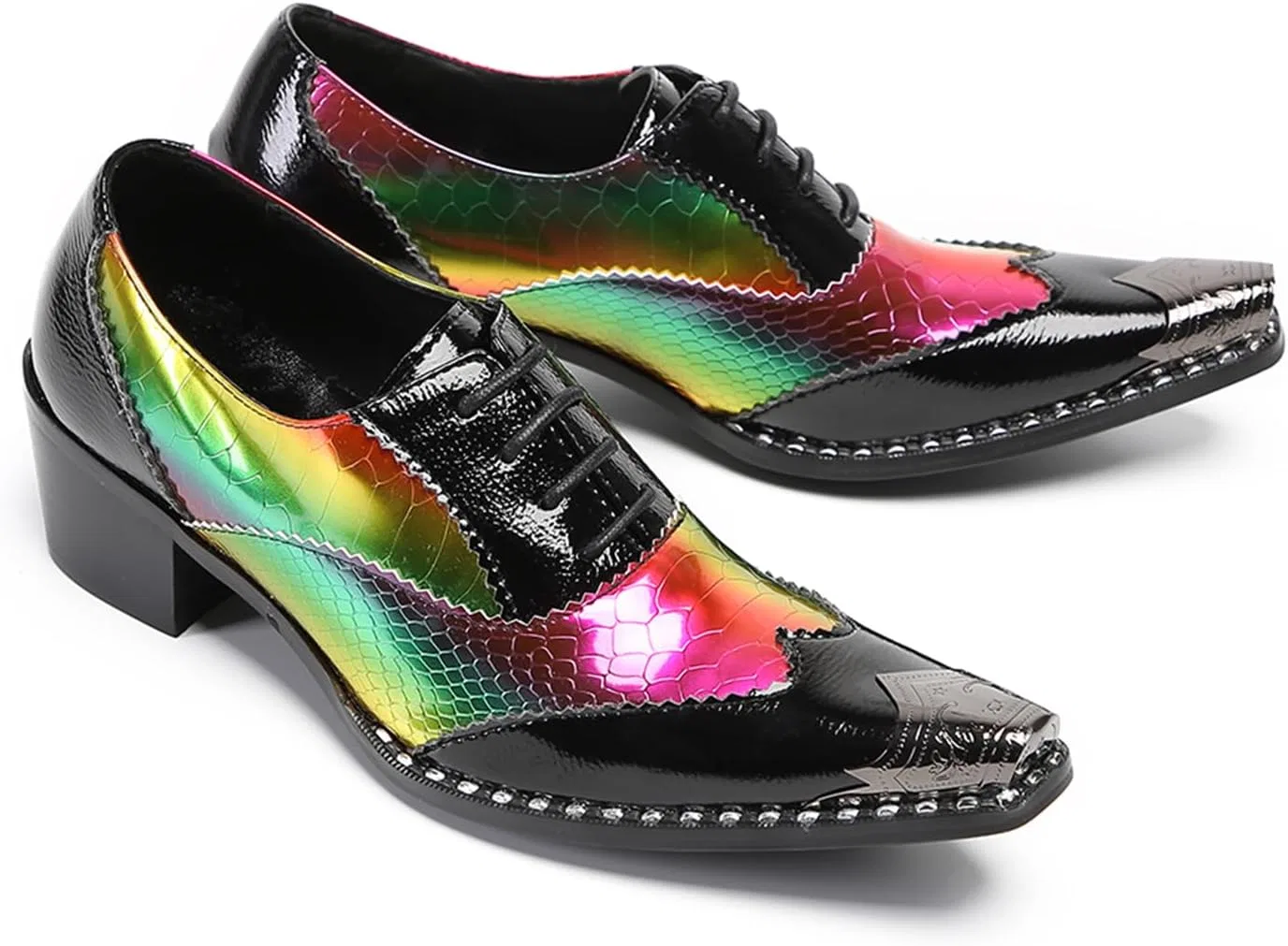 Туфли Shoes, Comfortable Handmade Leather Shoes, Breathable Banquet Shoes for Party, Leisure, Night Club, Business and Dance HGTREDPK, Black — фото 4