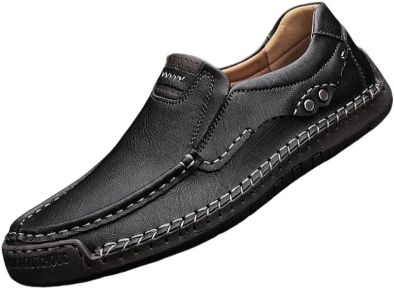 

Мужские лоферы - повседневная обувь с мягкой резиновой подошвой, дышащий дизайн, сшитые, удобные и стильные повседневные туфли Hoalox, черный