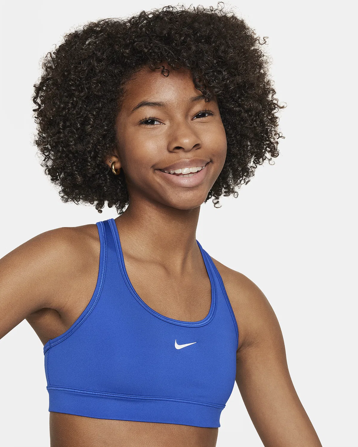 Детский спортивный бюстгальтер Nike Swoosh, Game Royal/White — фото 3