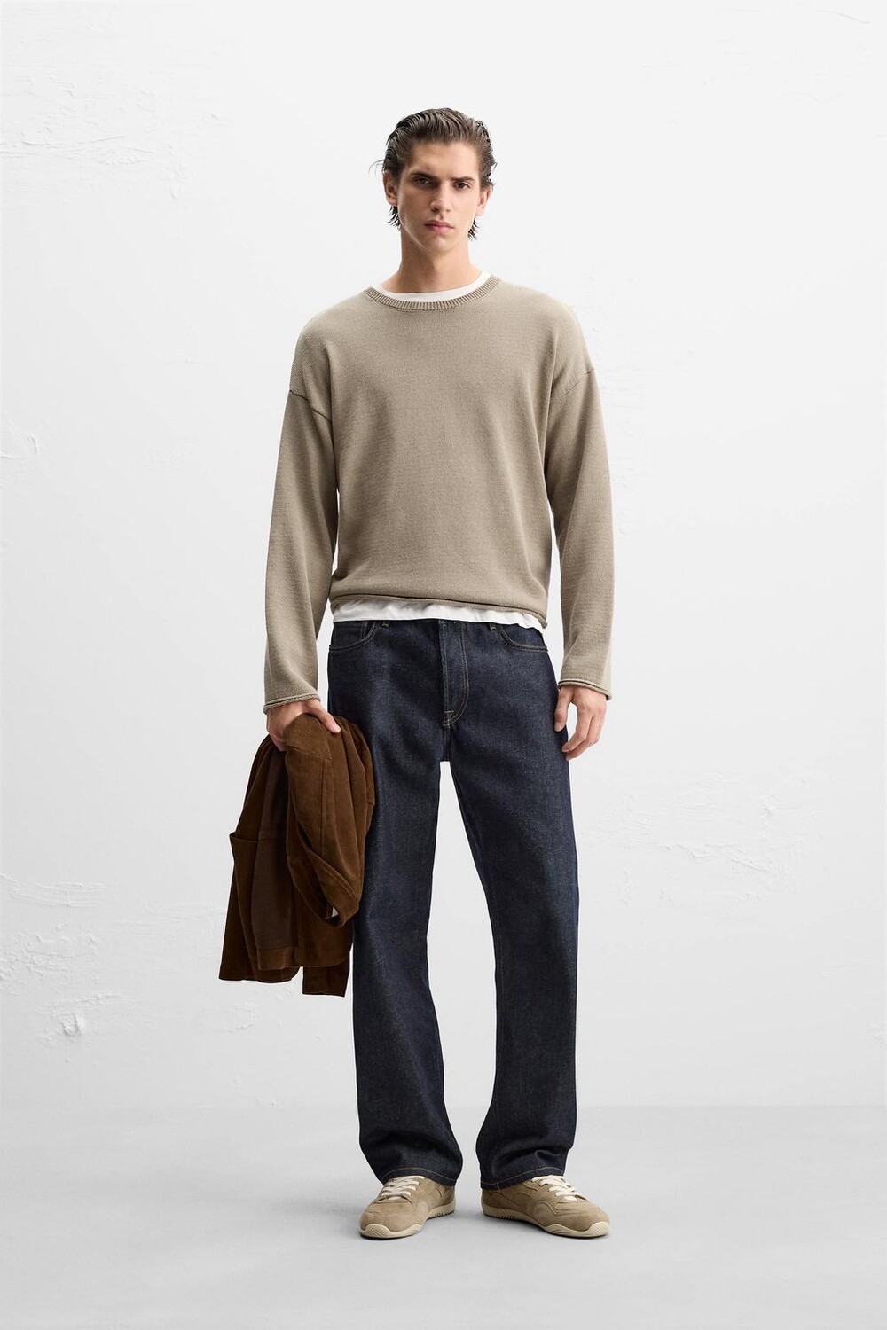 

Свитер с рельефной отделкой ZARA, кэмел