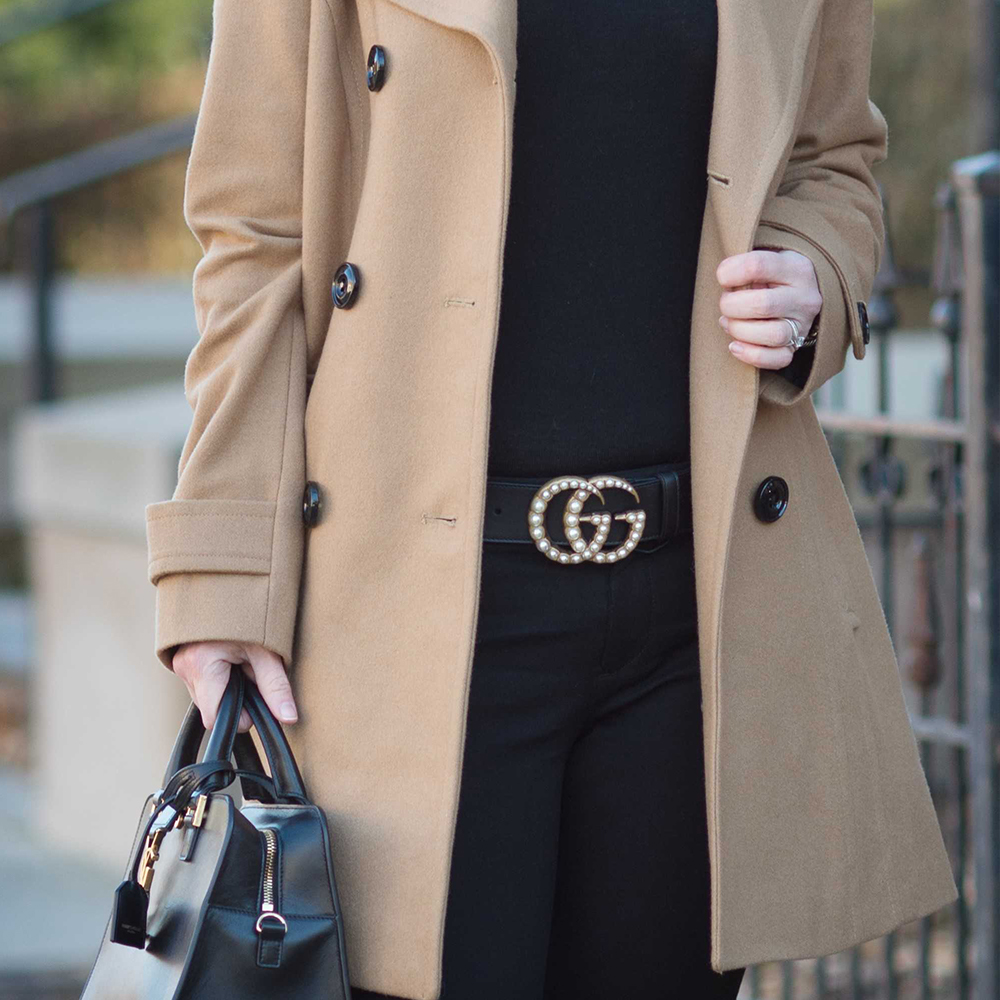 Двойная G кожаный ремень с жемчужной пряжкой шириной 1,5 GUCCI — фото 4