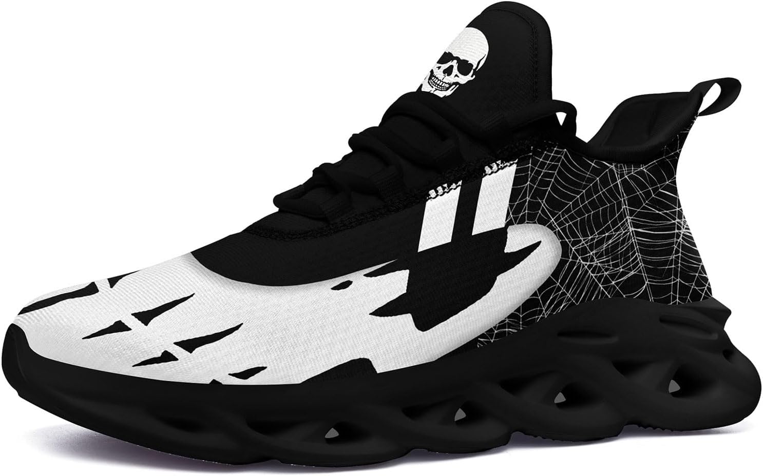 

Мужские дорожные кроссовки для бега с противоскользящей подошвой, легкие, модные с черепом и розой, для ходьбы, спортивные, стильные, с амортизацией, женские Coolcustomize, белый