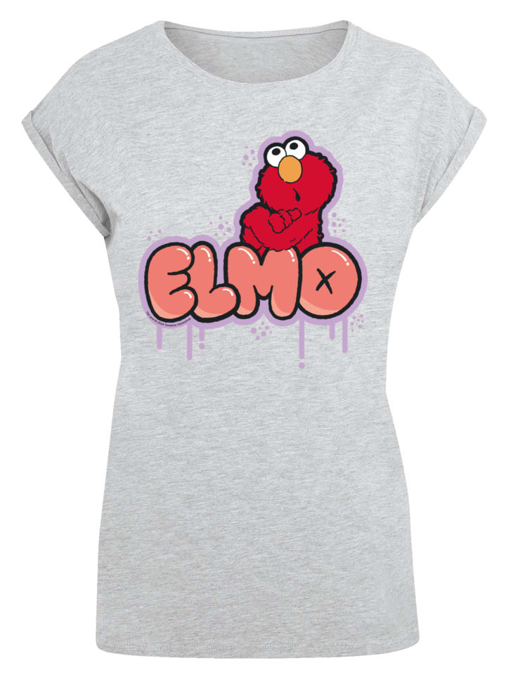 

Футболка F4NT4STIC Extended Shoulder T-Shirt Sesamstraße Elmo NO, пятнистый серый