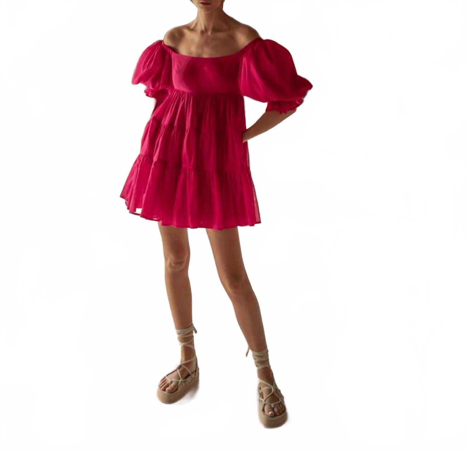 

Aja Мини-платье с рюшами в цвете фуксия Erika Peña