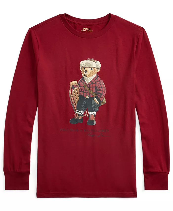 

Мальчиковая футболка с длинным рукавом Polo Bear Cotton для возраста 8-20 лет Polo Ralph Lauren, красный
