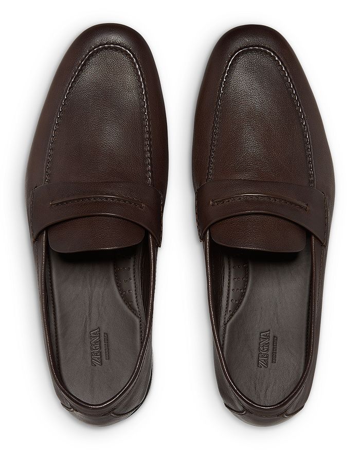Мокасины из натуральной зернистой кожи ZEGNA, коричневый — фото 2