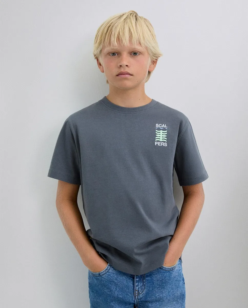 

Детская хлопковая футболка с короткими рукавами Scalpers, антрацитовый