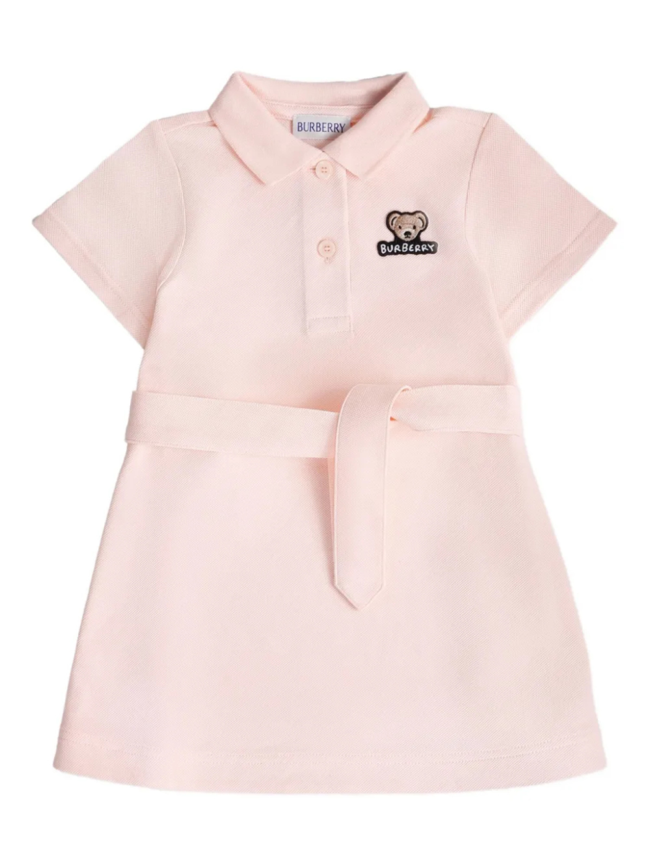 

Платье-поло с поясом на талии Burberry Kids, розовый