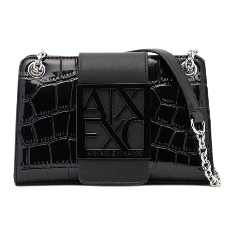 

ARMANI EXCHANGE Миниатюрная женская плечевая сумка из полиуретана черная, Black