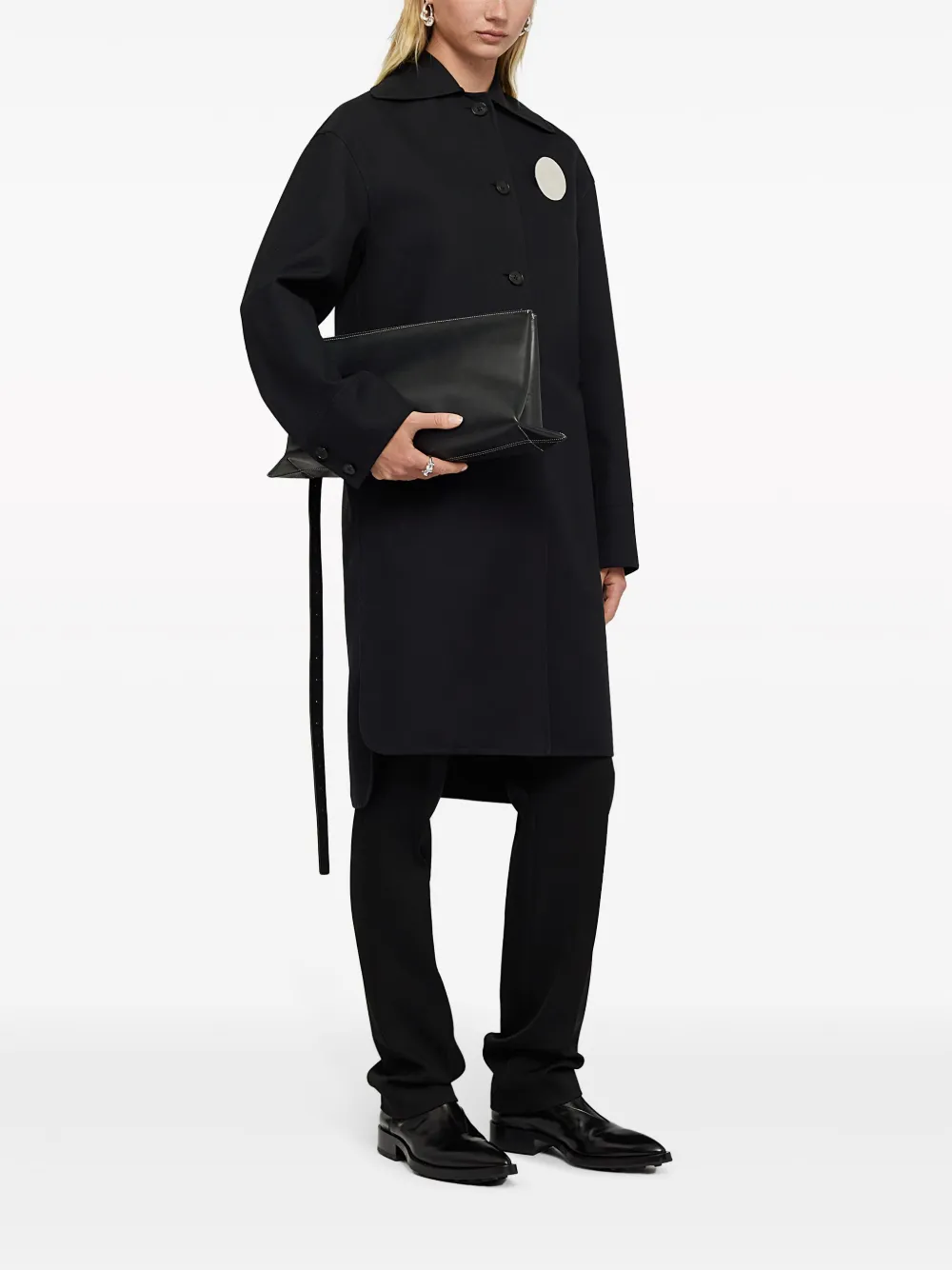 Пальто асимметричного кроя JIL SANDER, черный — фото 2