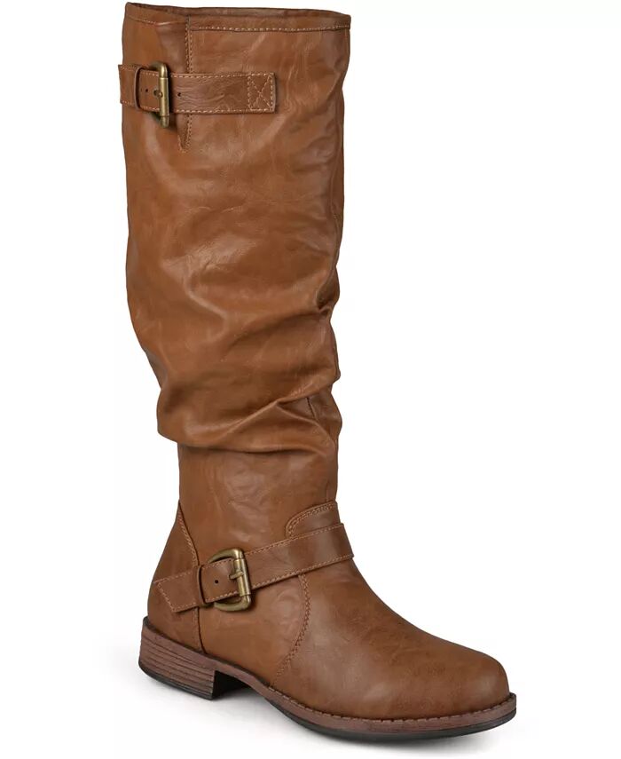 Женские сапоги Stormy Extra Wide Calf с высокими коленями для верховой езды Journee Collection, коричневый/бежевый