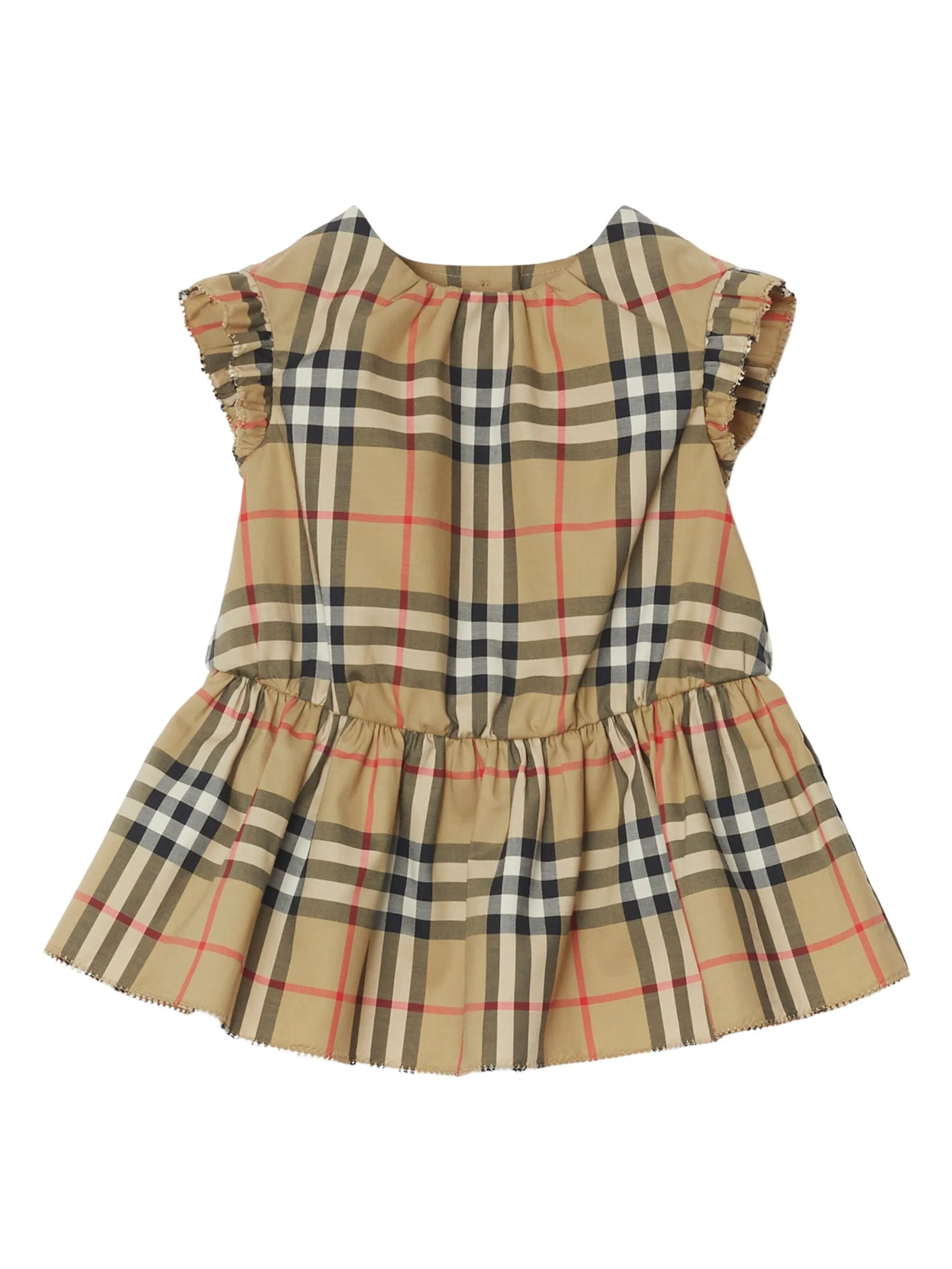 Платье в клетку House Check Burberry Kids, бежевый — фото 2