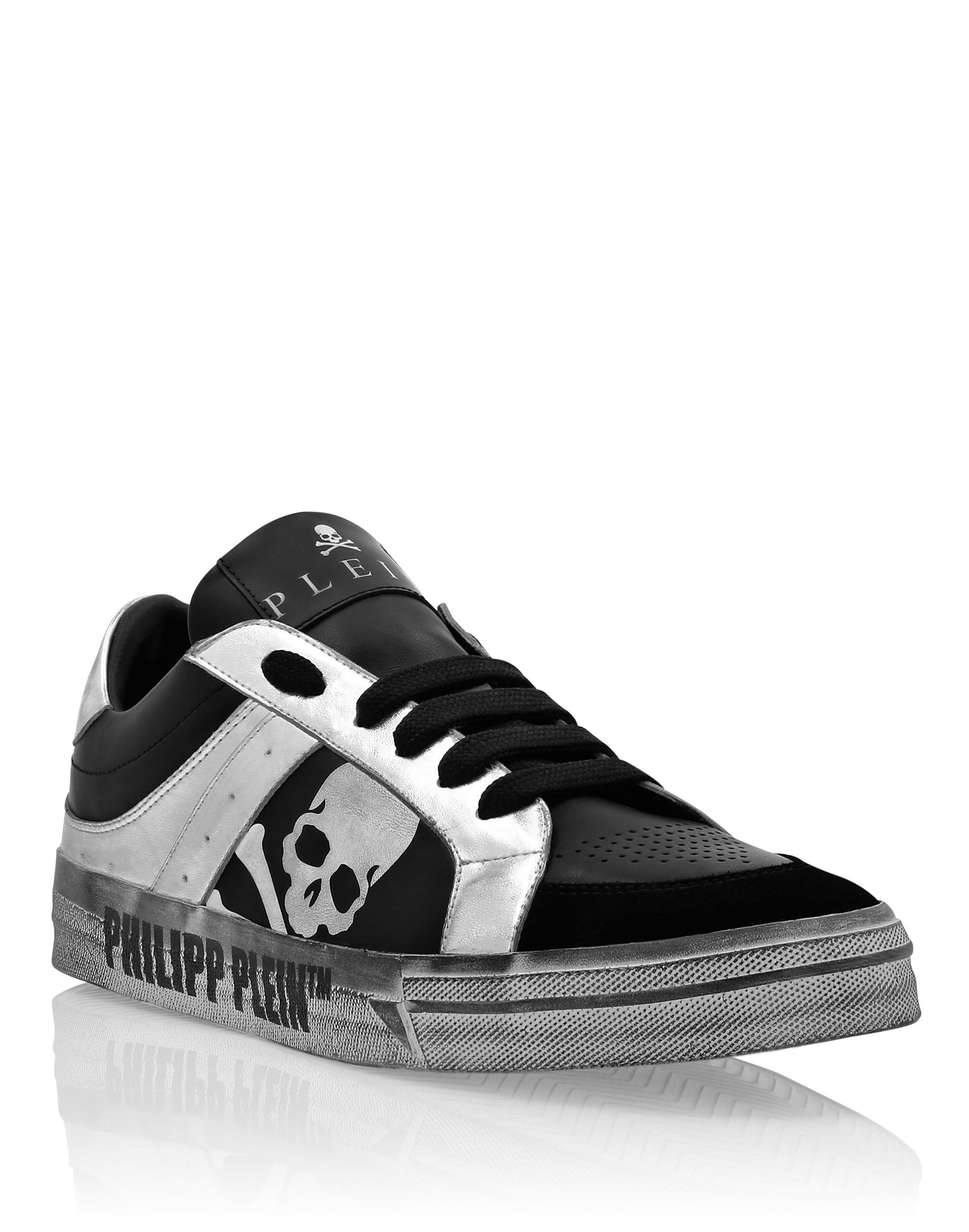 

Кроссовки кожаные Lo-Top Retrokickz TM PHILIPP PLEIN, черный/серебряный