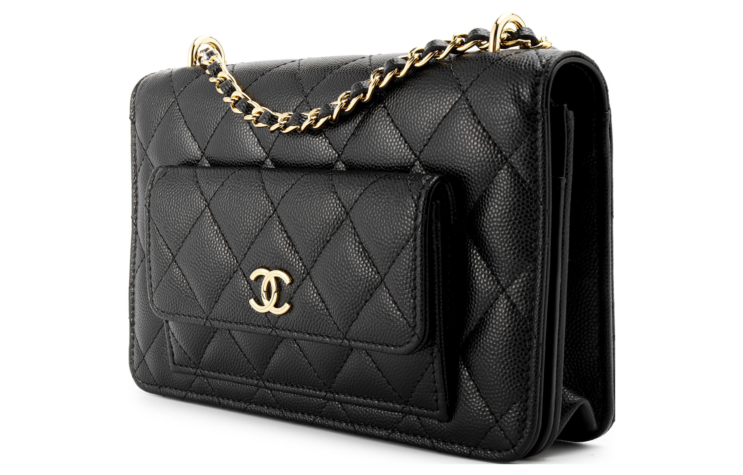 Сумка через плечо из зернистой телячьей кожи черного цвета CHANEL — фото 3