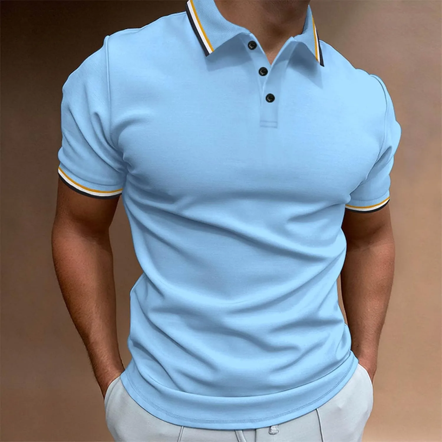 Футболка-поло для мужчин slim fit с коротким рукавом, влагоотводящая — фото 2