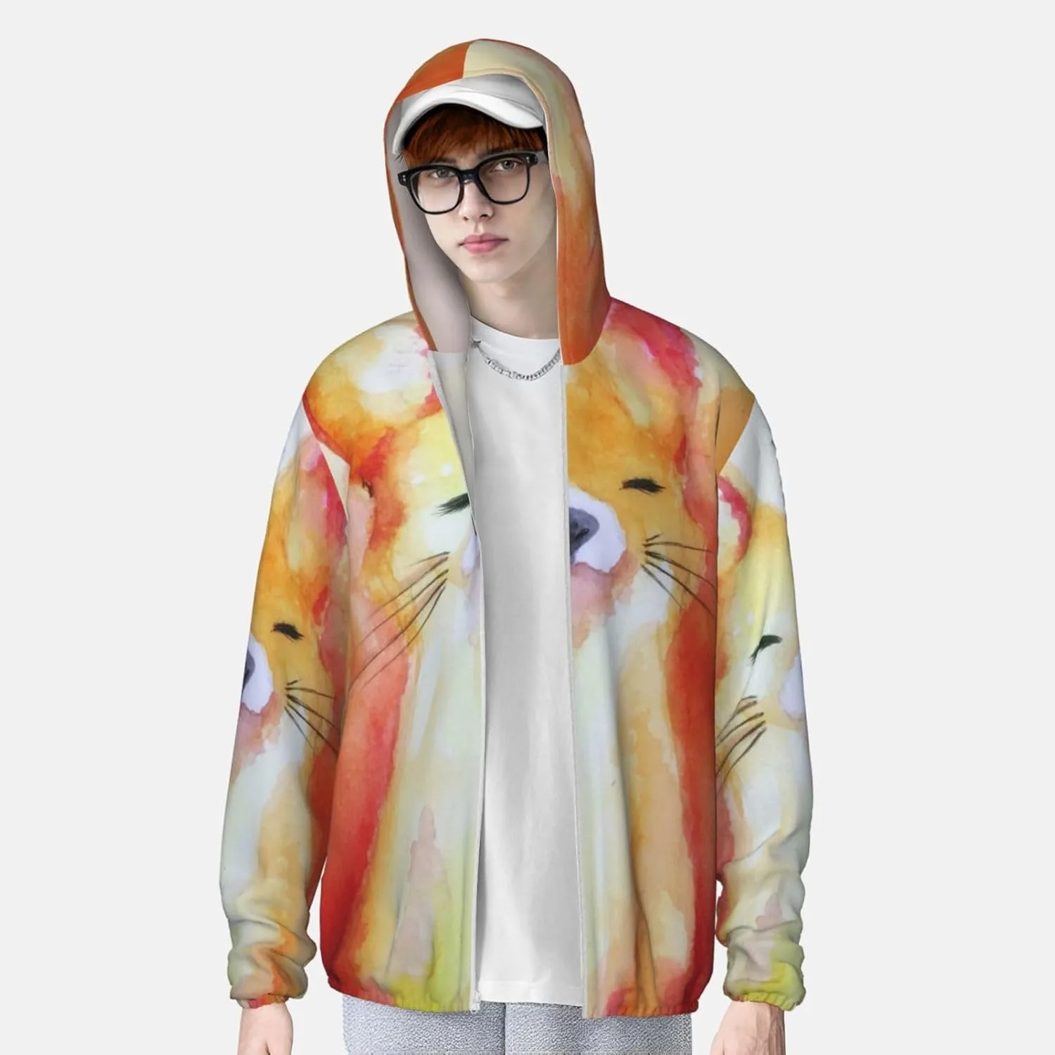 Толстовка с капюшоном для защиты от солнца Orange Cat, с длинным рукавом, легкая спортивная, на молнии, для мужчин и женщин — фото 2