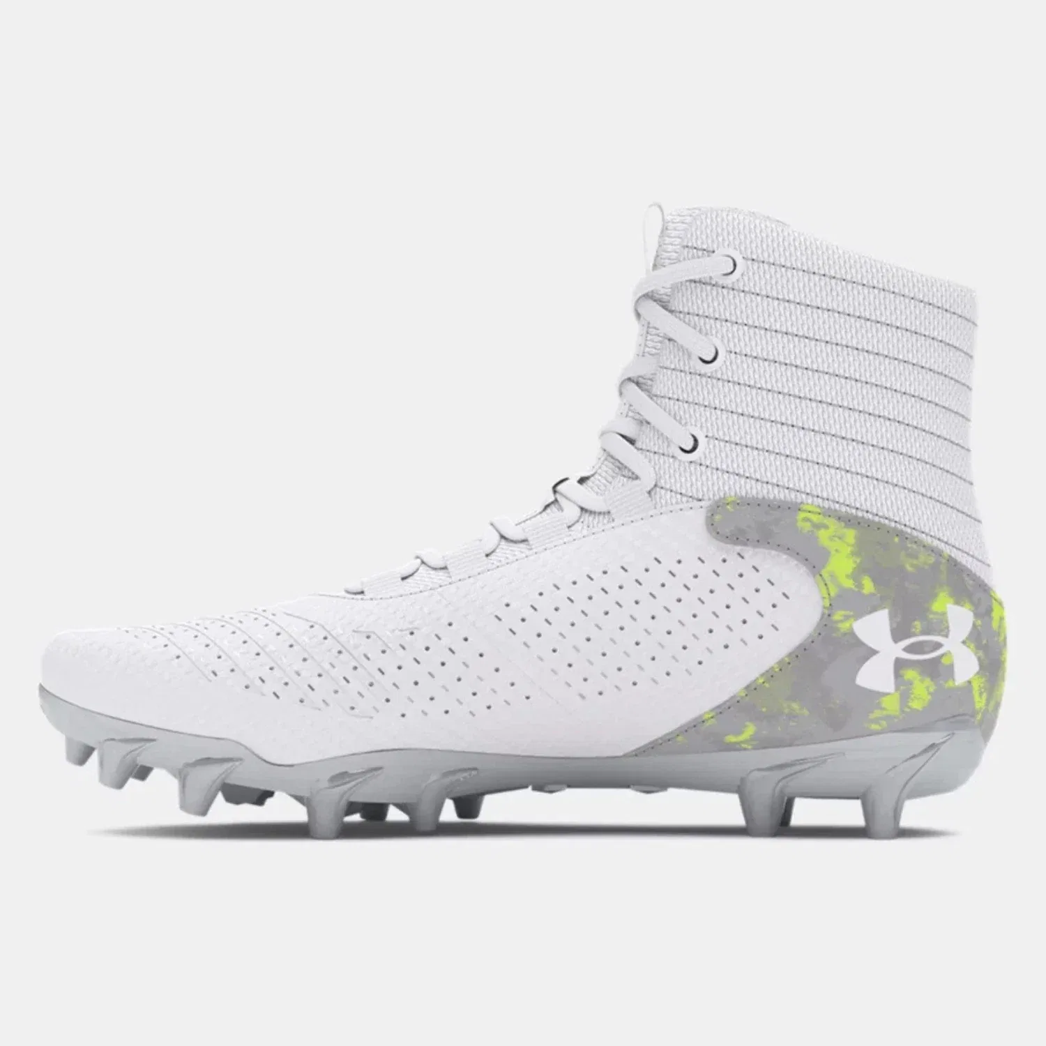 Мужские бутсы для лакросса Under Armour Highlight 2 MC 3028699-100, детские, белые с серебристым рисунком, TF9701 — фото 3